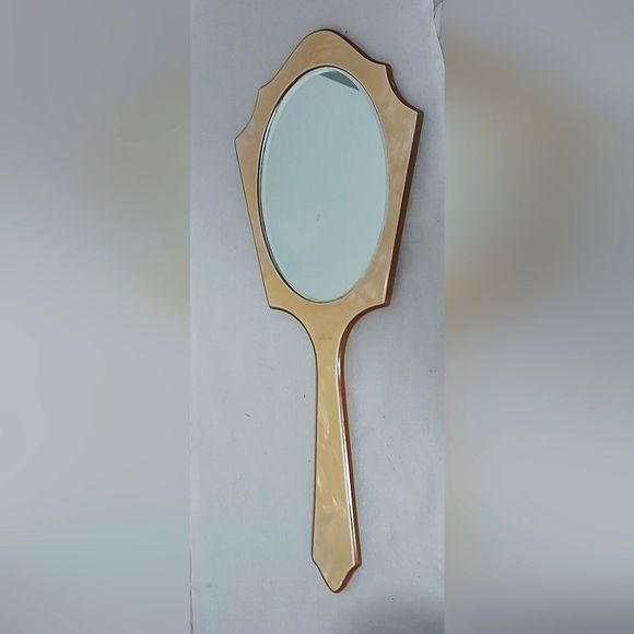 Vintage 1930's Pearl Tone Celluloid Vanity Hand Mirror - Picture 2 of 9